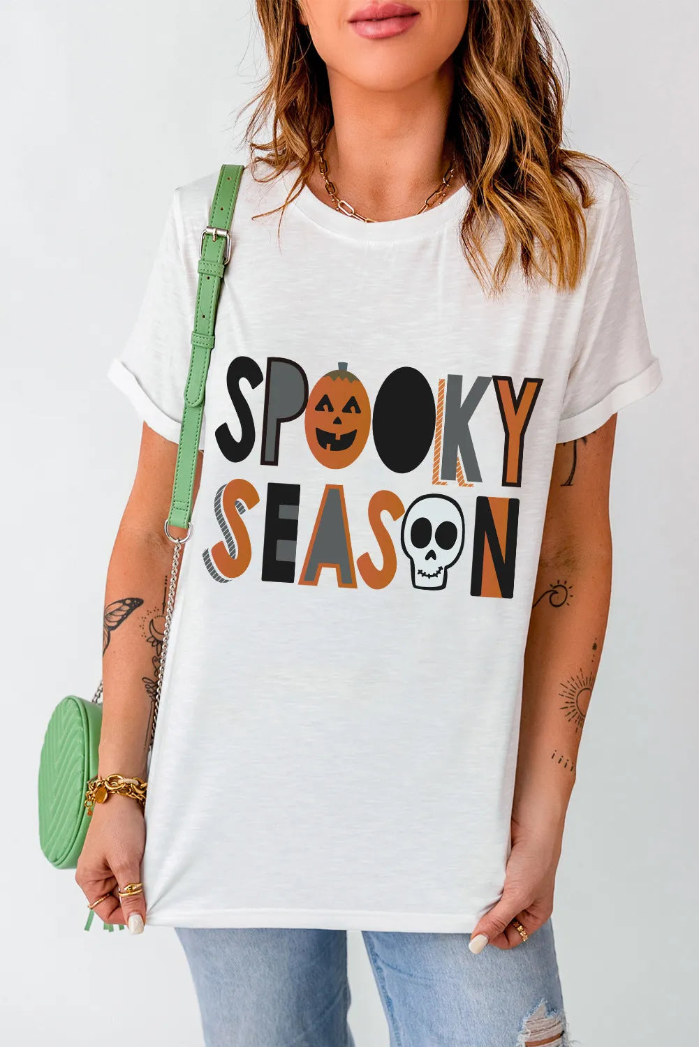 Letter Graphic Round Neck Short Sleeve T-Shirt-Angel Casuals
