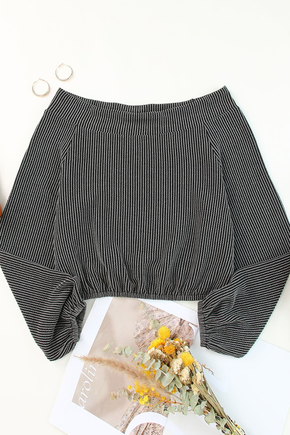 Off-Shoulder Long Sleeve Top-Angel Casuals