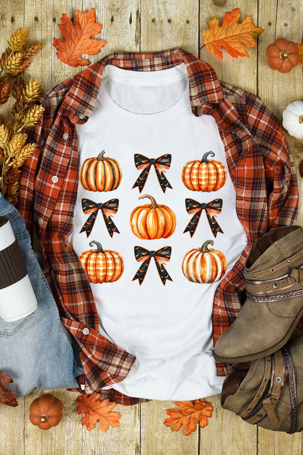 Pumpkin Round Neck Short Sleeve T-Shirt-Angel Casuals