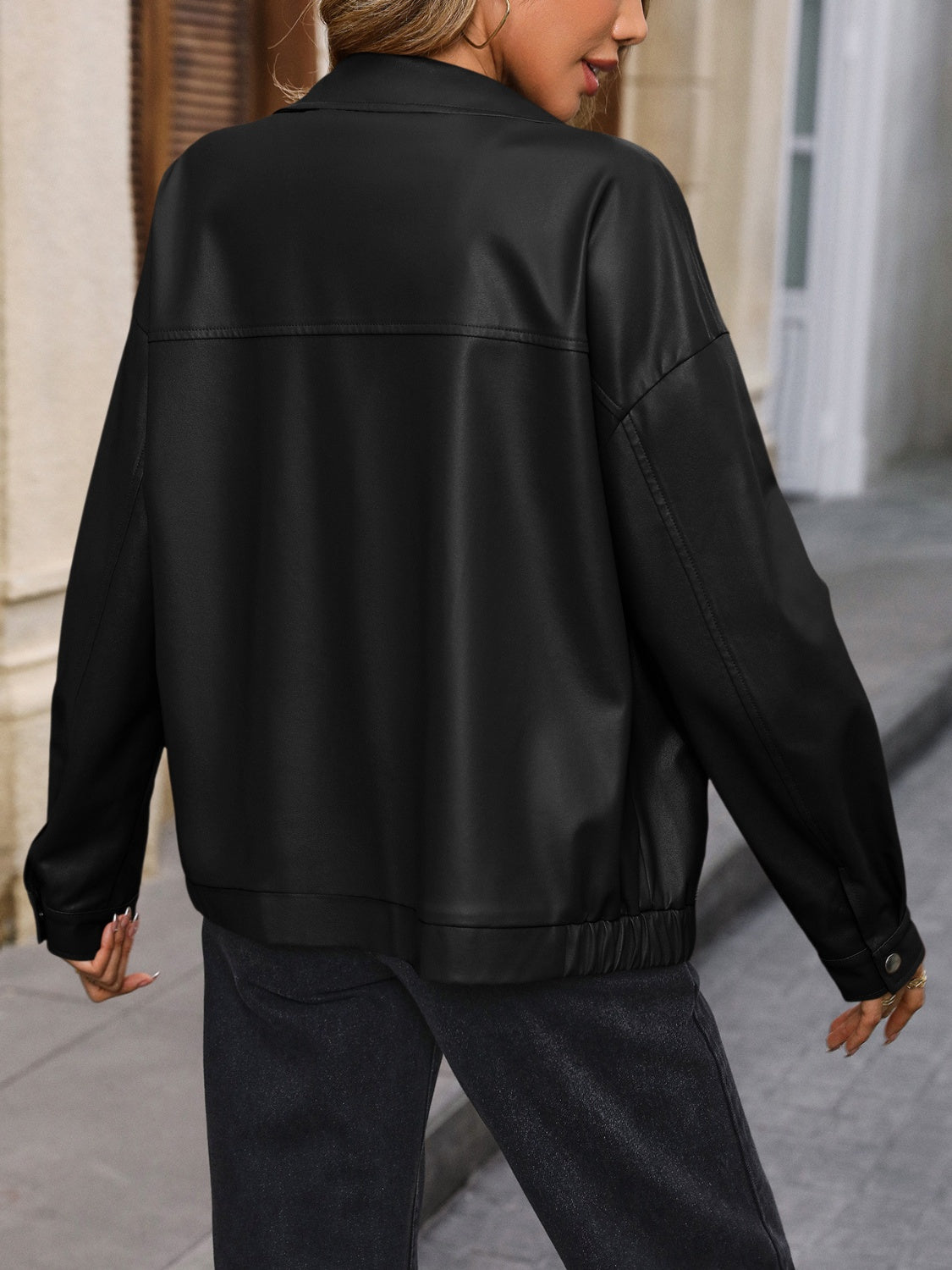 Ivy Lane Pocketed Zip Up Collared Neck Jacket-Angel Casuals