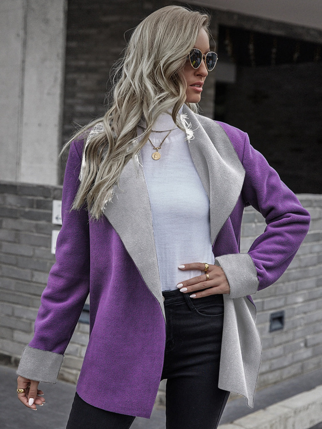 Open Front Long Sleeve Jacket-Angel Casuals