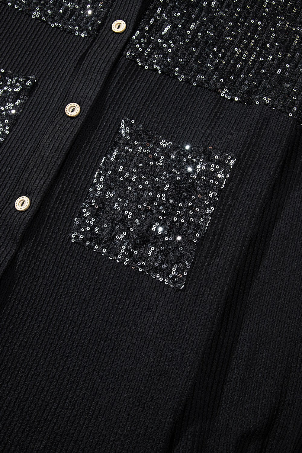 Sequin Button Up Dropped Shoulder Jacket-Angel Casuals