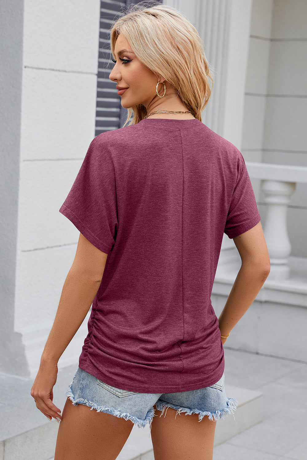 Round Neck Flutter Sleeve T-Shirt-Angel Casuals