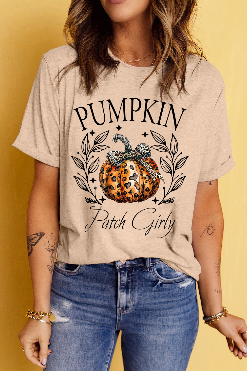 Pumpkin Graphic Round Neck Short Sleeve T-Shirt-Angel Casuals