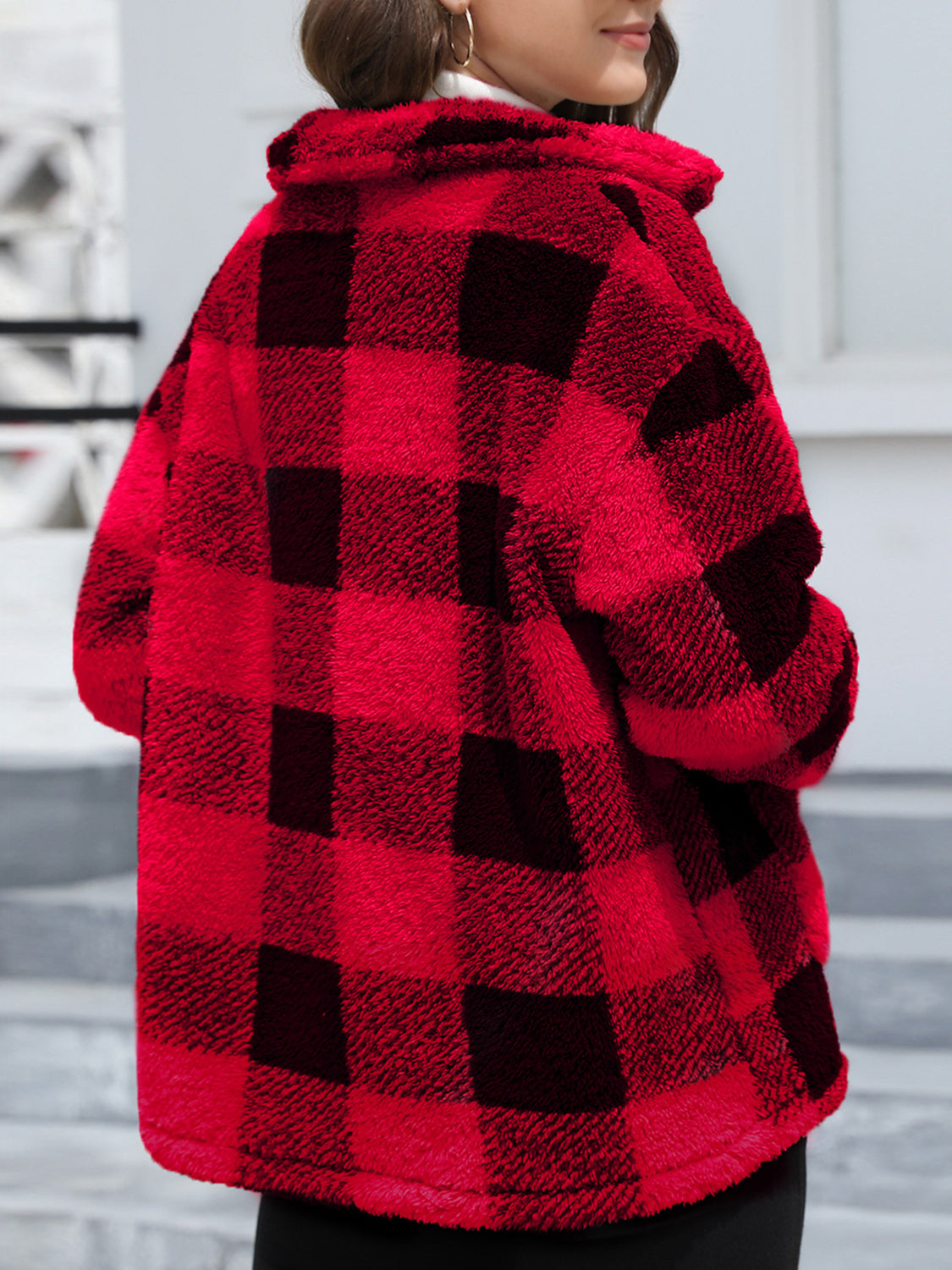 Button Up Drop Shoulder Fuzzy Jacket-Angel Casuals