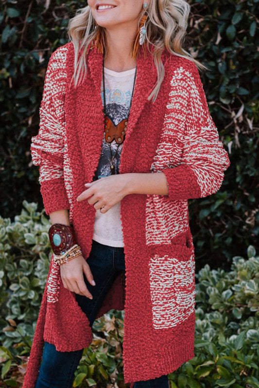 Contrast Trim Open Front Longline Cardigan-Angel Casuals