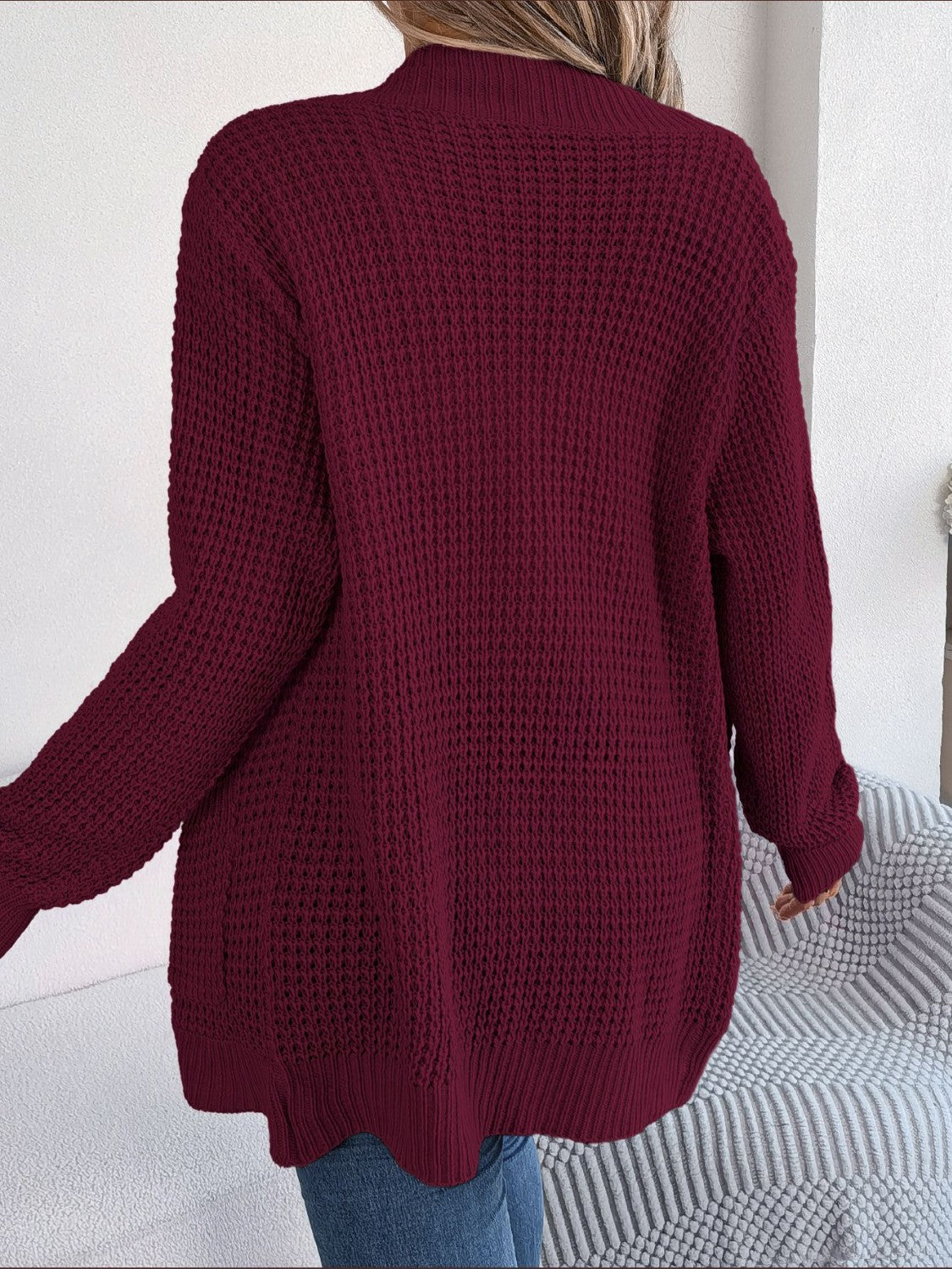 Open Front Long Sleeve Cardigan with Pockets-Angel Casuals