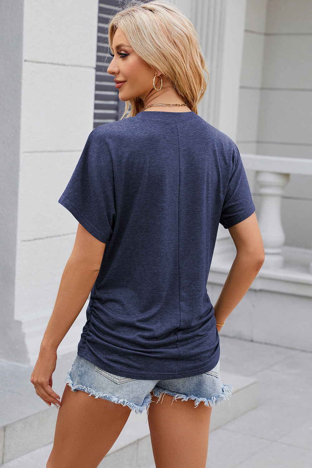 Round Neck Flutter Sleeve T-Shirt-Angel Casuals
