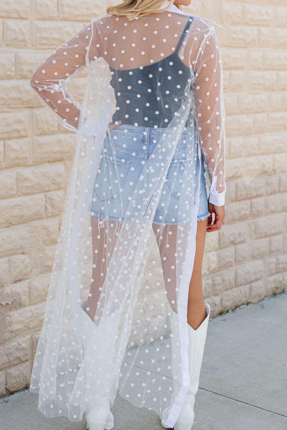 Polka Dot Long Sleeve Cover Up-Angel Casuals