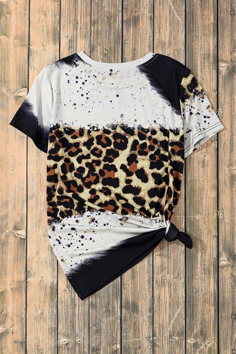 Bow Graphic Leopard Round Neck Short Sleeve T-Shirt-Angel Casuals