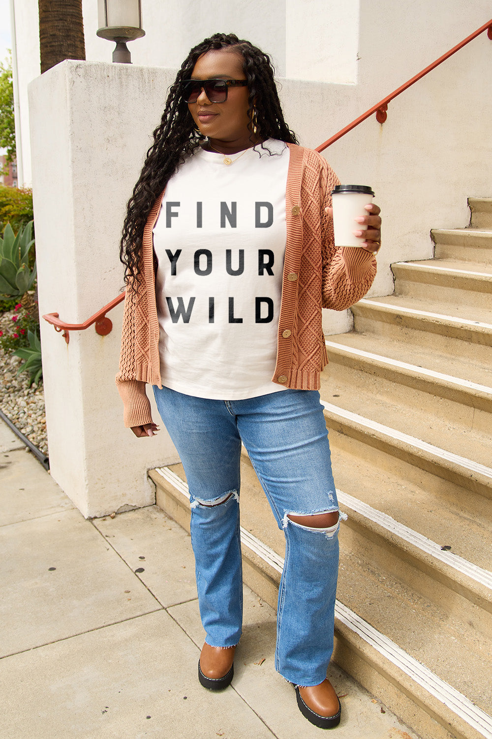 Simply Love Full Size FIND YOUR WILD Short Sleeve T-Shirt-Angel Casuals