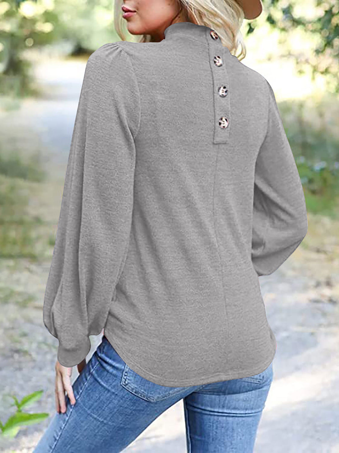 Full Size Mock Neck Long Sleeve T-Shirt-Angel Casuals