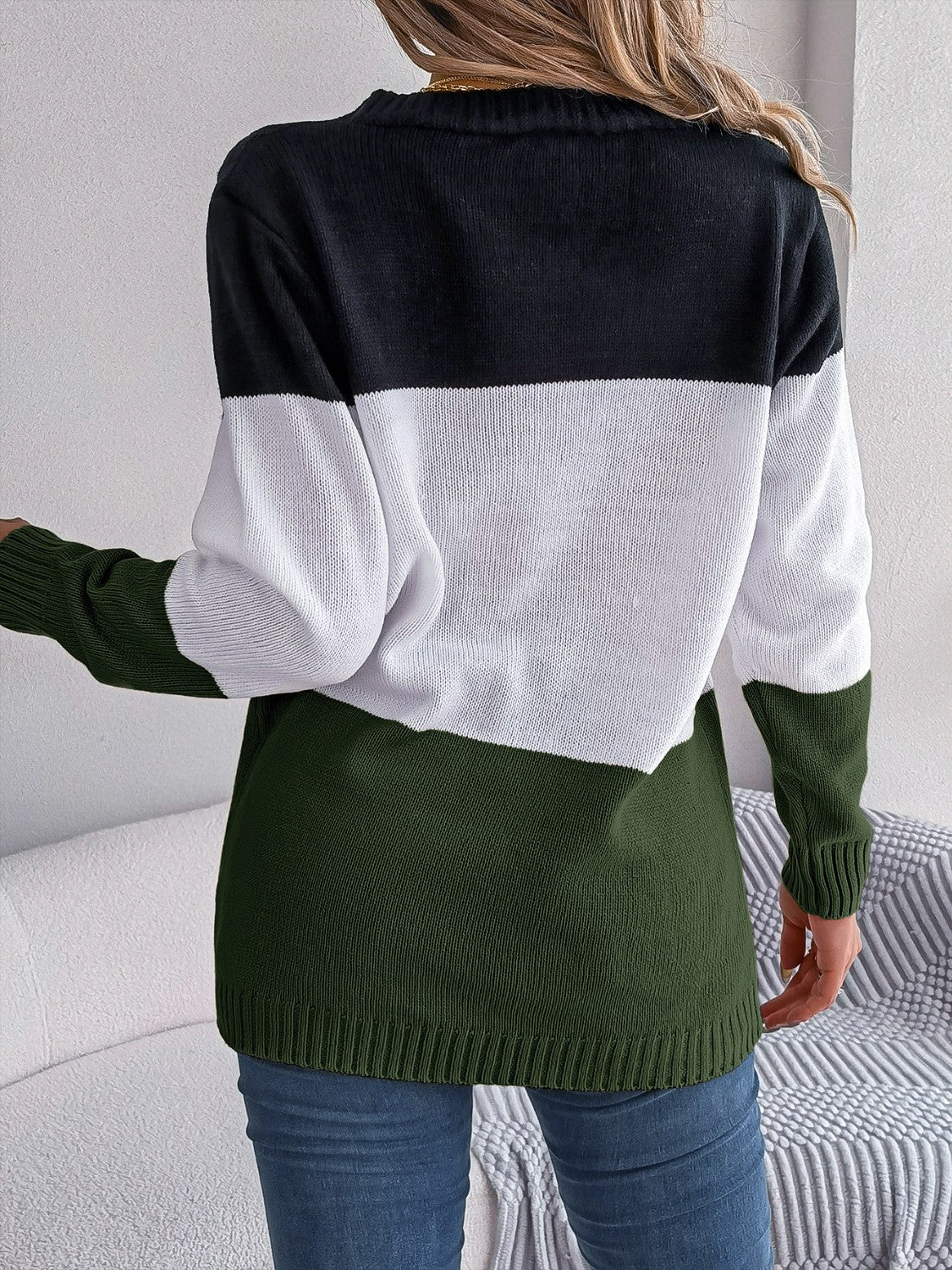 Cable-Knit Striped Button Up Cardigan-Angel Casuals