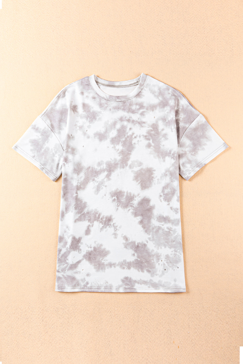 Tie-Dye Round Neck Short Sleeve Tunic Tee-Angel Casuals