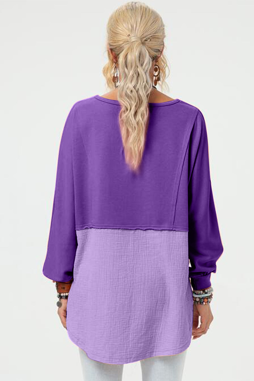 Double Take Full Size Long Sleeve High-Low T-Shirt-Angel Casuals