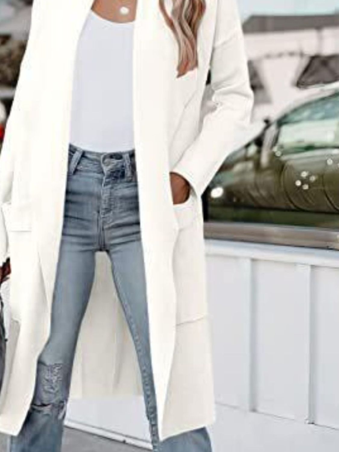 Open Front Dropped Shoulder Outerwear-Angel Casuals