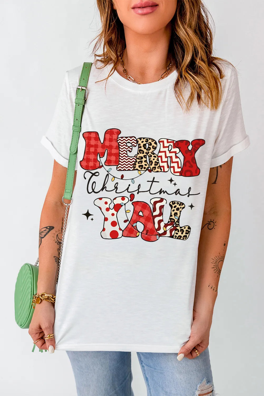 Letter Graphic Round Neck Short Sleeve T-Shirt-Angel Casuals