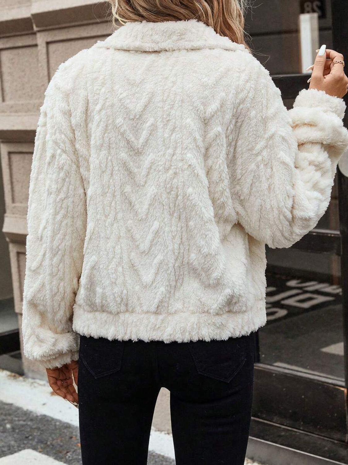 Button Up Long Sleeve Fuzzy Outerwear-Angel Casuals