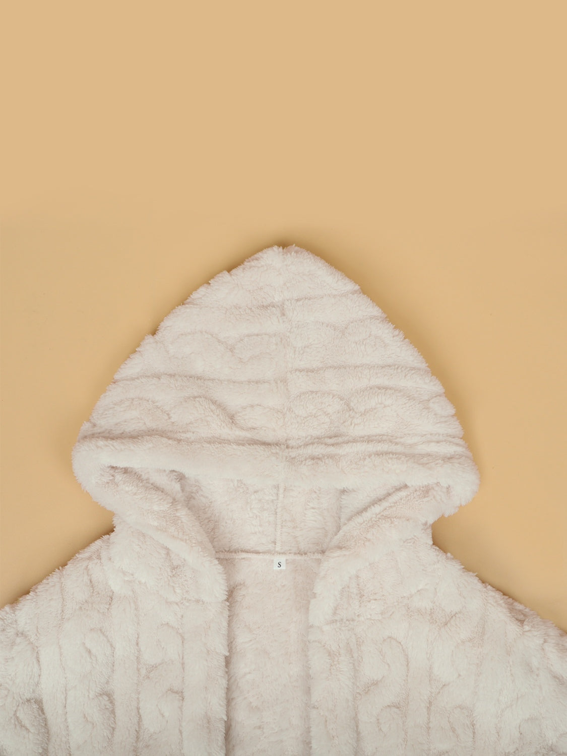 Plus Size Open Front Hooded Plush Coat-Angel Casuals