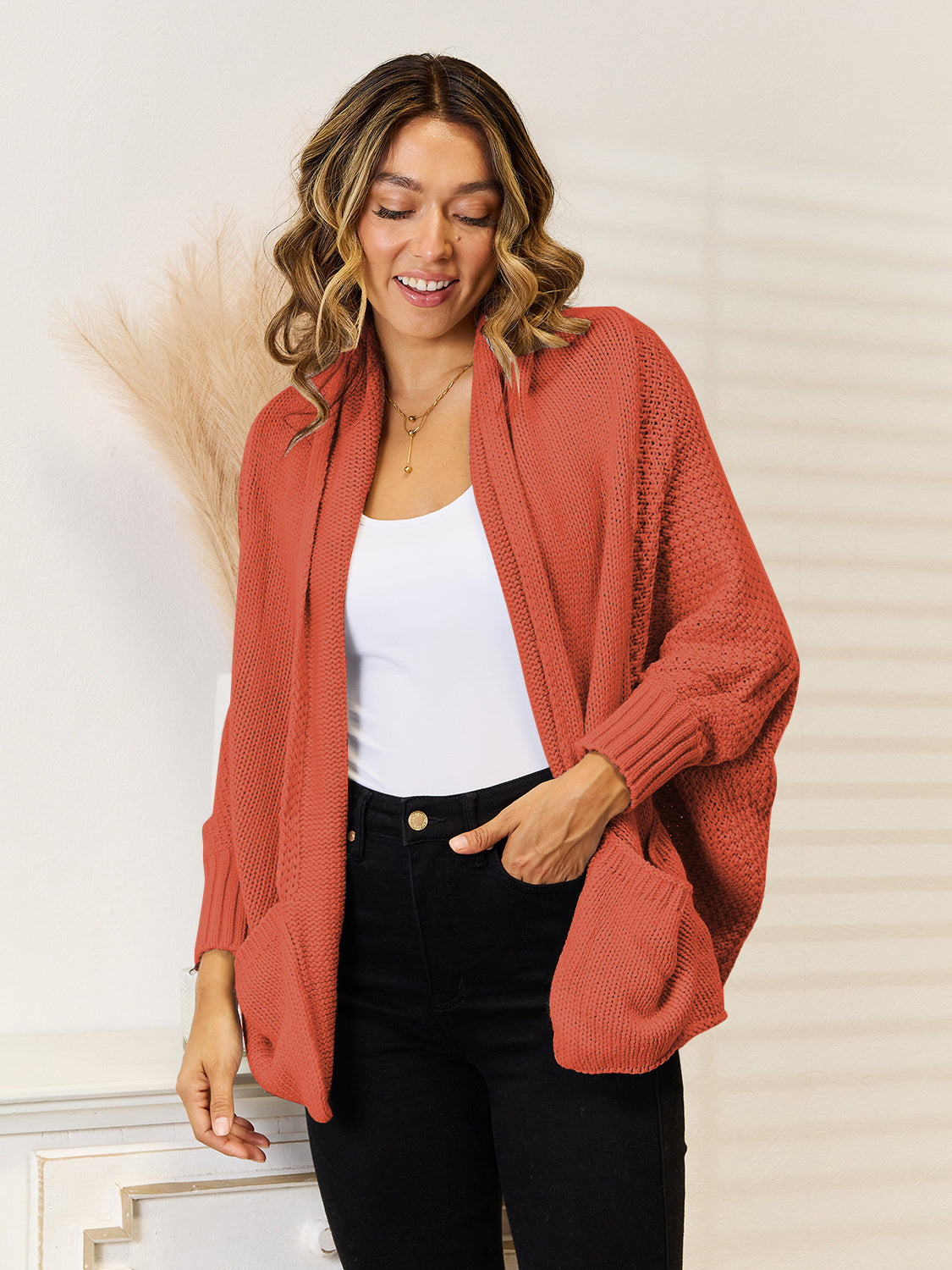 Angel Wings Open Front Cardigan with Pockets-Angel Casuals