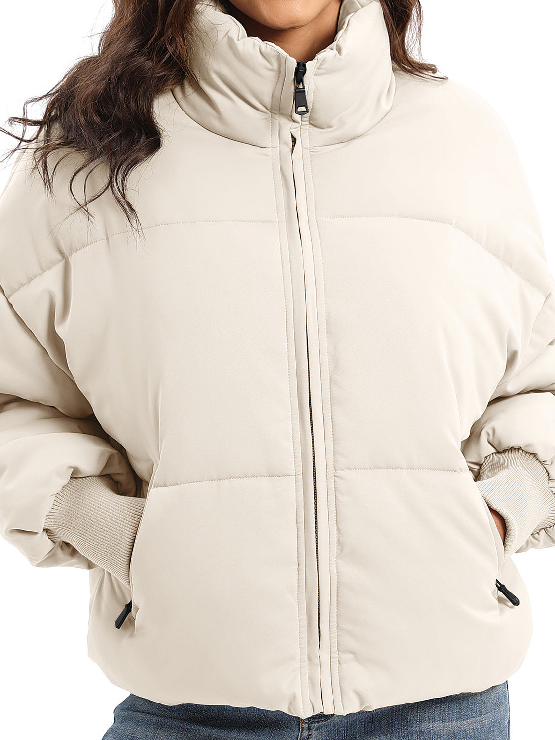 Zip Up Turtleneck Long Sleeve Winter Coat-Angel Casuals