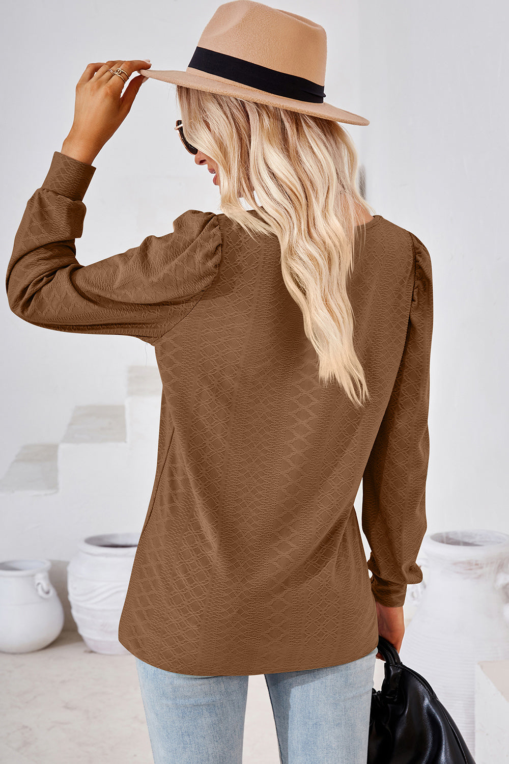 Square Neck Puff Sleeve T-Shirt-Angel Casuals