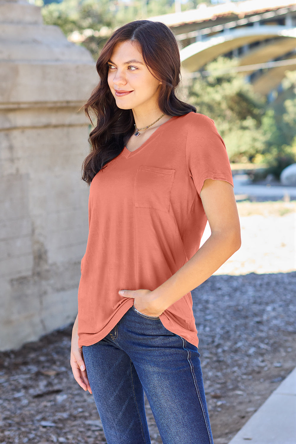 Basic Bae Bamboo Full Size V-Neck Short Sleeve T-Shirt-Angel Casuals