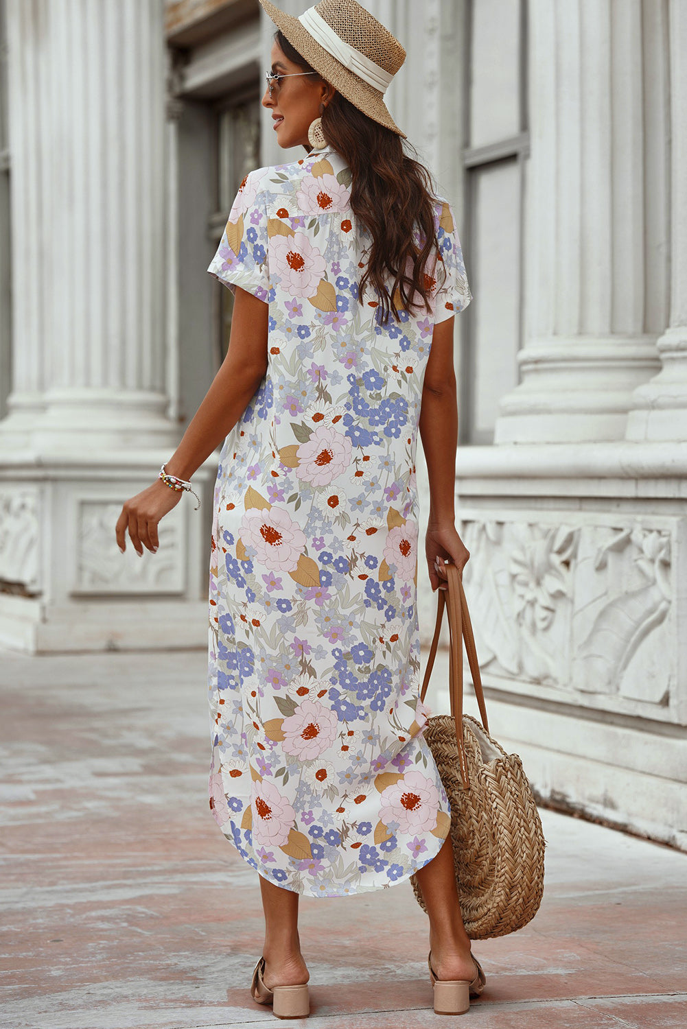 Printed Open Front Short Sleeve Cover-Up-Angel Casuals