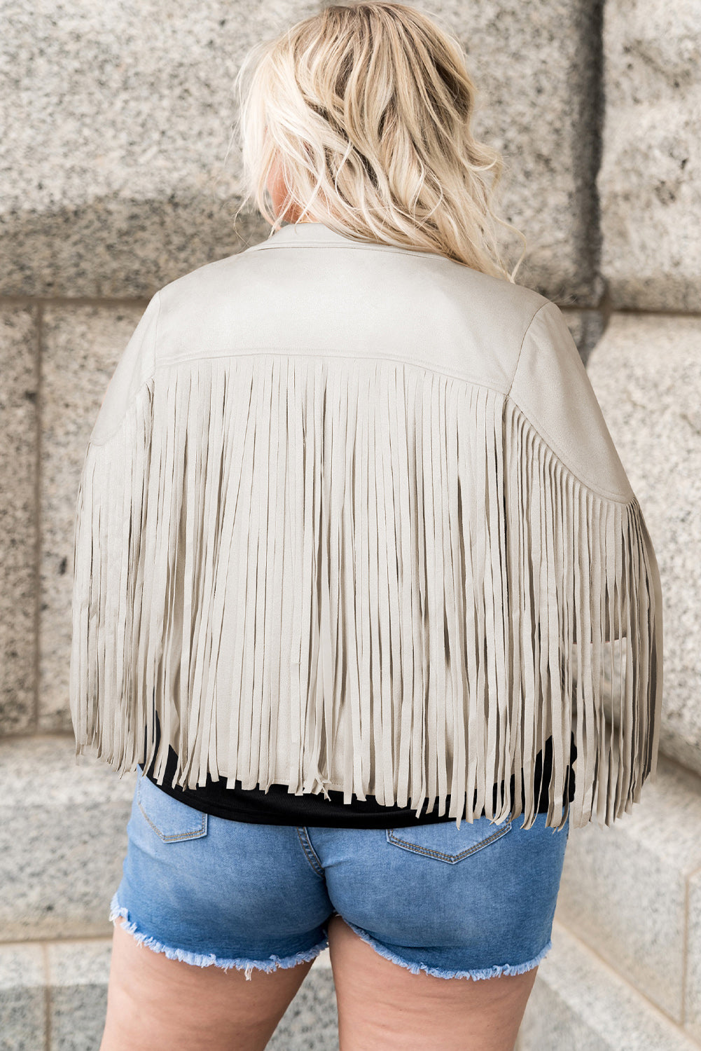 Plus Size Fringe Open Front Jacket-Angel Casuals