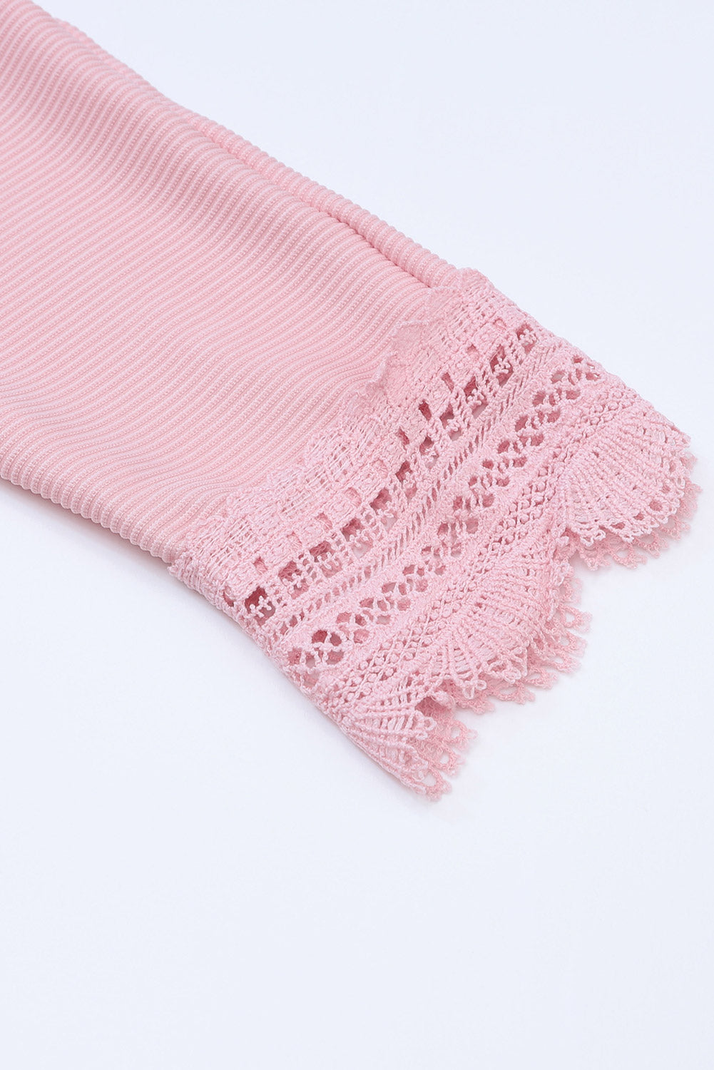 Lace Detail V-Neck Long Sleeve T-Shirt-Angel Casuals