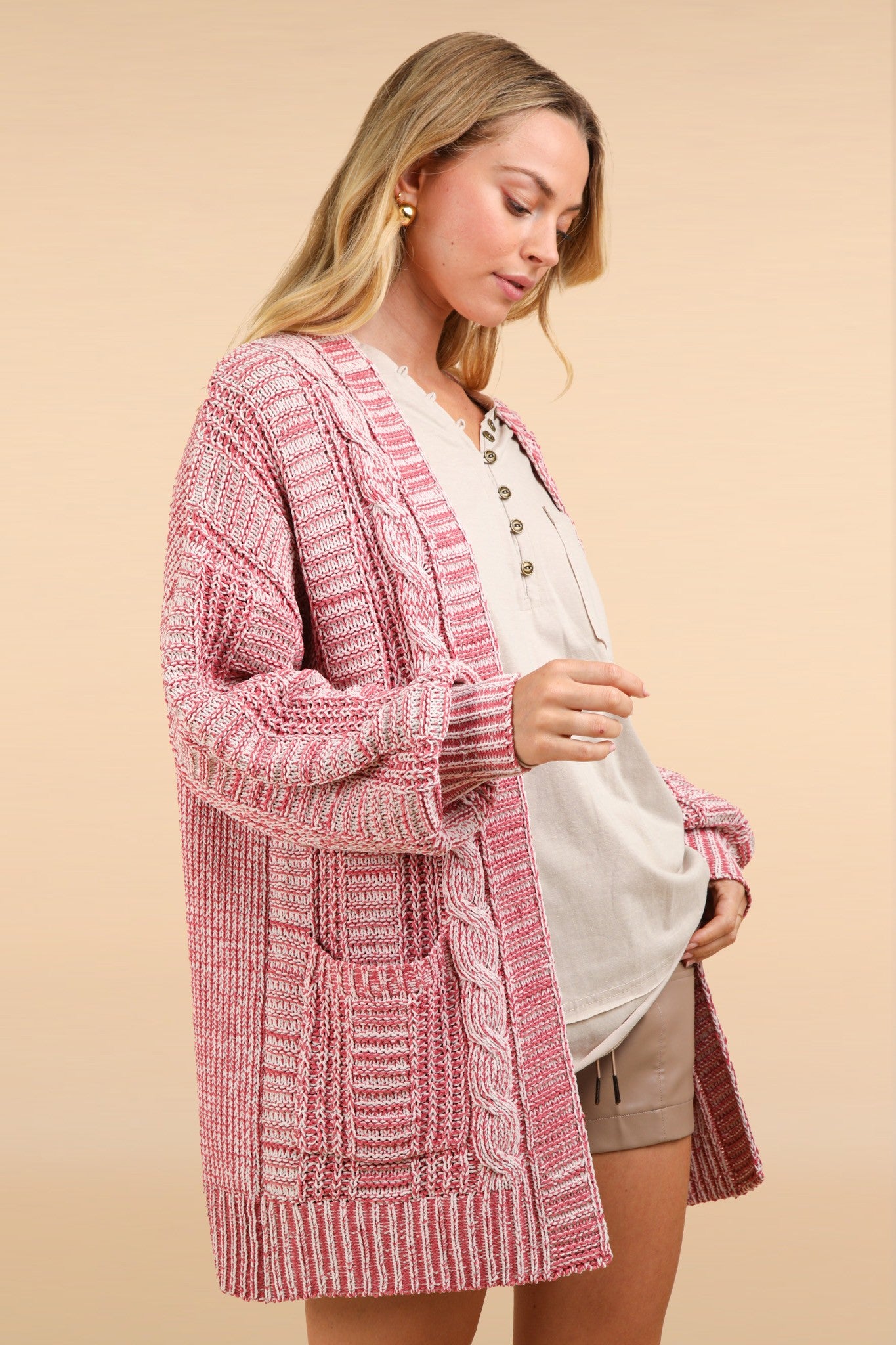 VERY J Cable Knit Open Front Cardigan-Angel Casuals