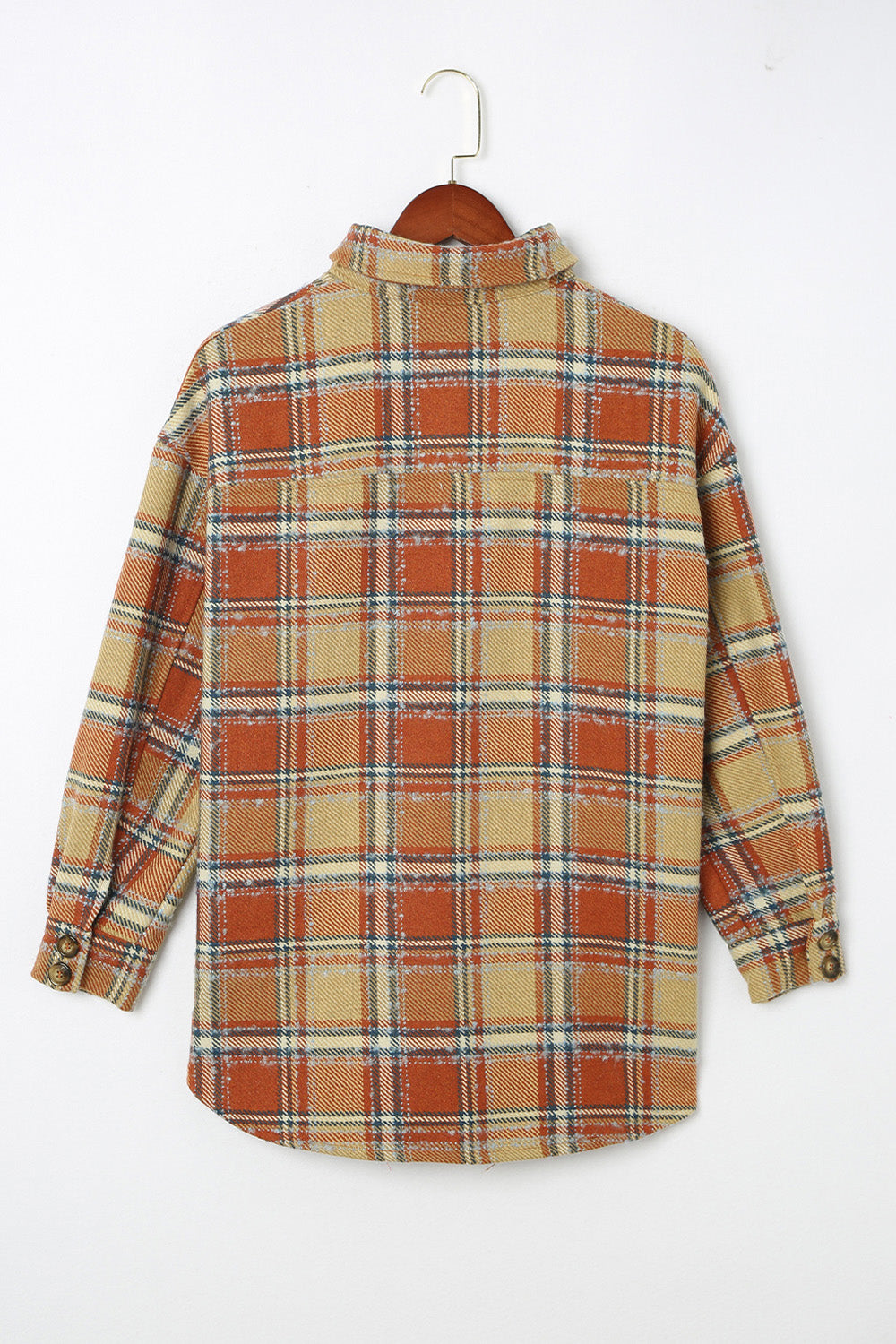 Plaid Dropped Shoulder Shirt Jacket-Angel Casuals