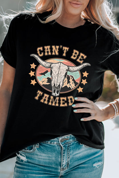 CAN'T BE TAMED Graphic Short Sleeve Tee-Angel Casuals