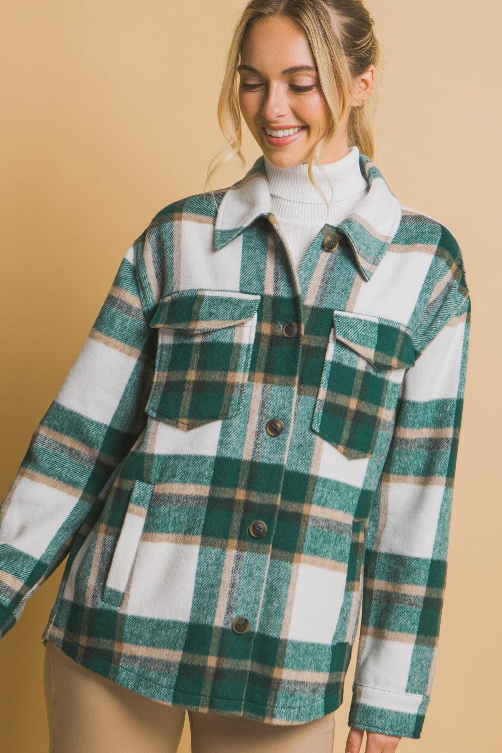 Love Tree Plaid Button Up Shacket-Angel Casuals