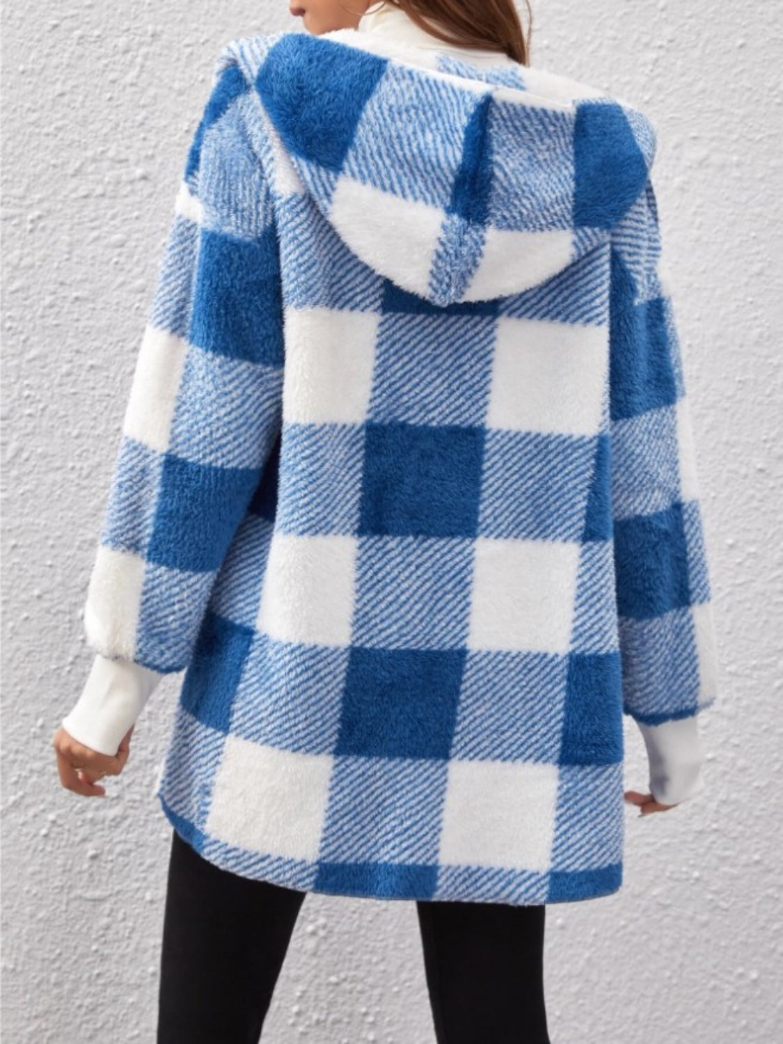 Plaid Long Sleeve Hooded Coat-Angel Casuals