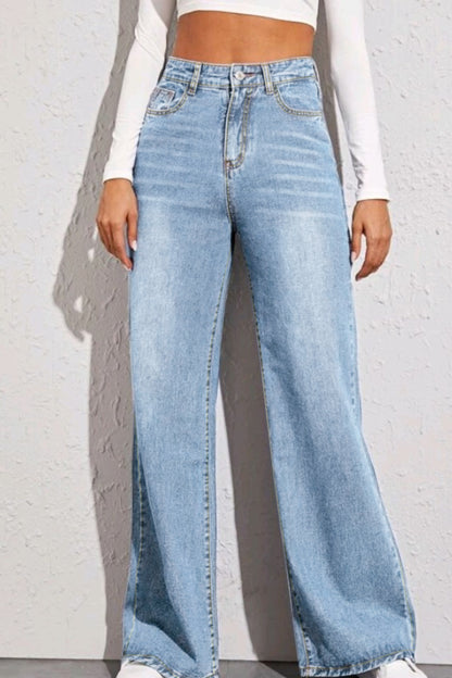 High Waist Wide Leg Jeans-Angel Casuals