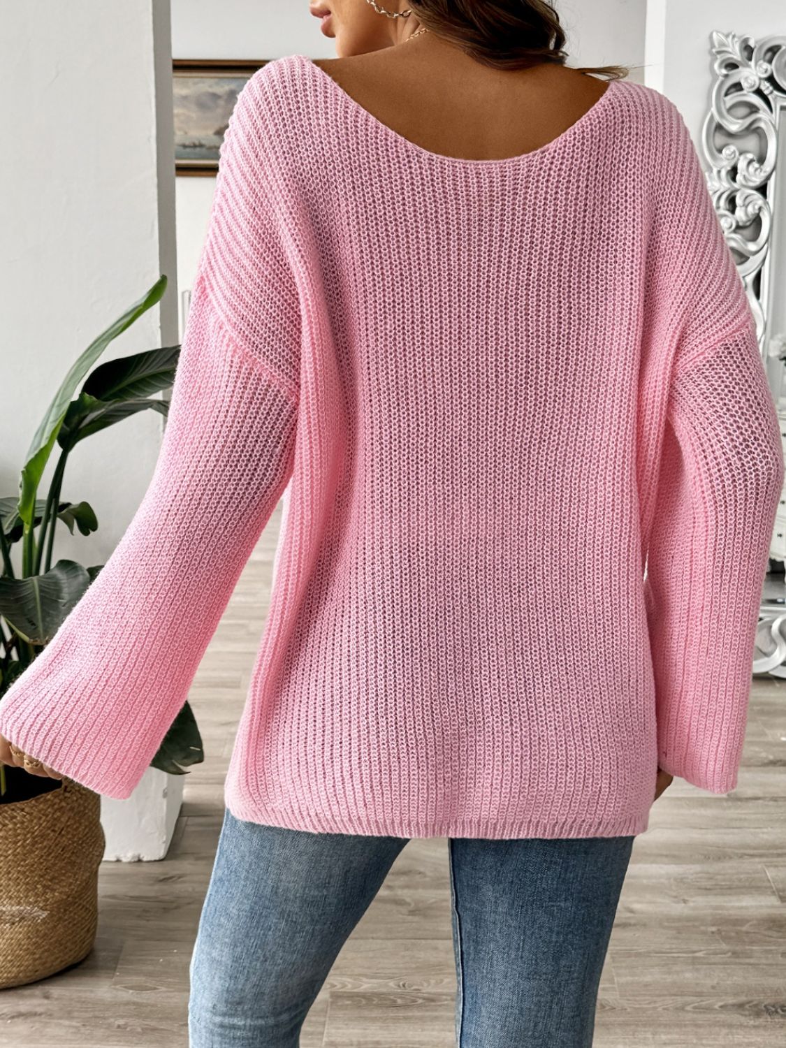 Round Neck Long Sleeve Sweater-Angel Casuals