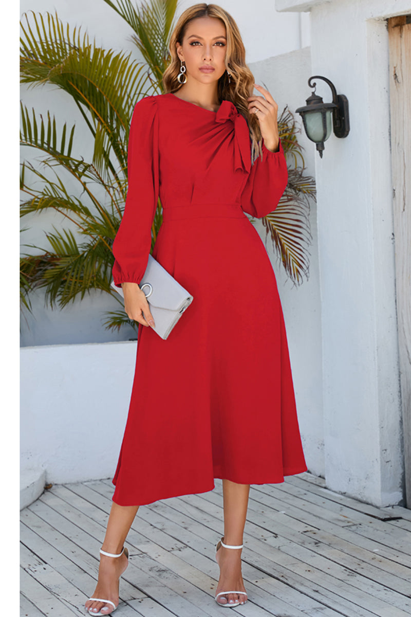 Twisted Long Sleeve Midi Dress-Angel Casuals