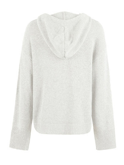 Drawstring Button Up Hooded Cardigan-Angel Casuals