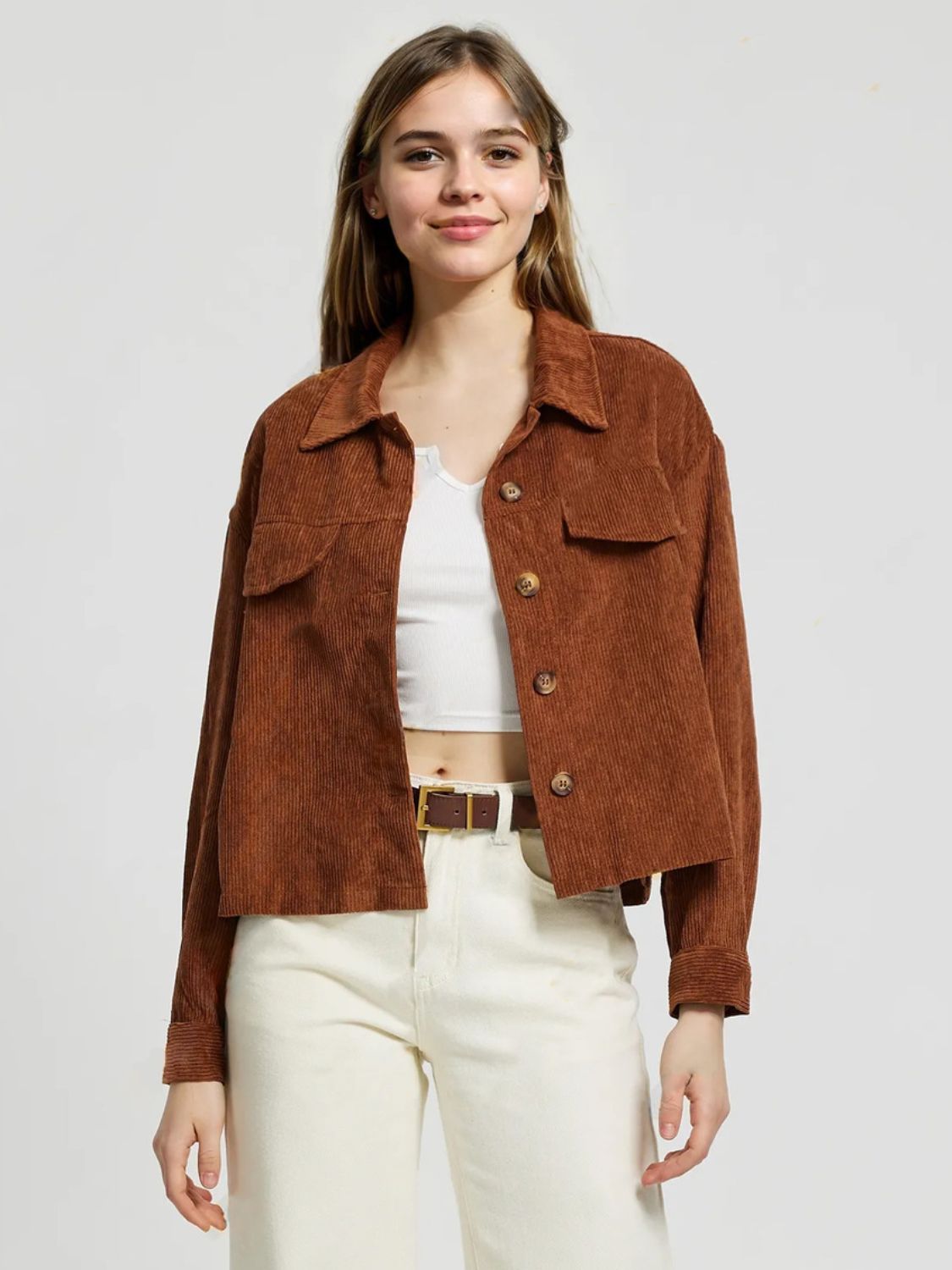 Button Up Long Sleeve Jacket-Angel Casuals