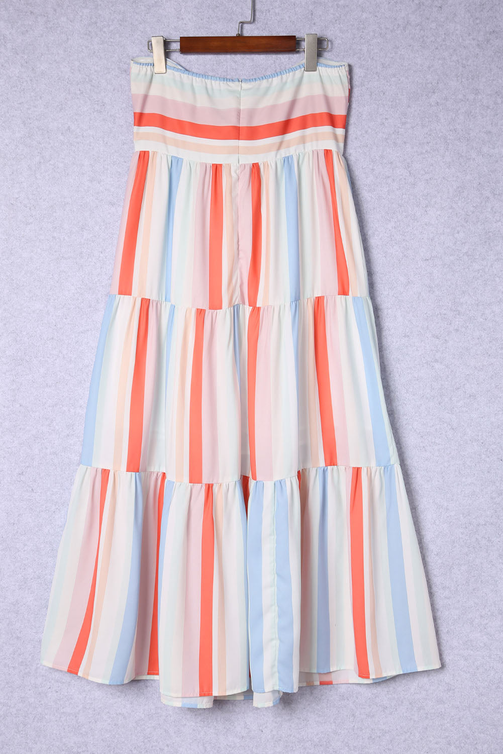 Striped Strapless Sweetheart Neck Dress-Angel Casuals