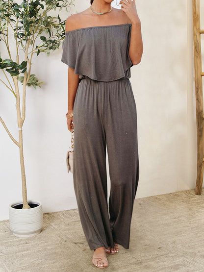 Ruffled Off-Shoulder Jumpsuit-Angel Casuals