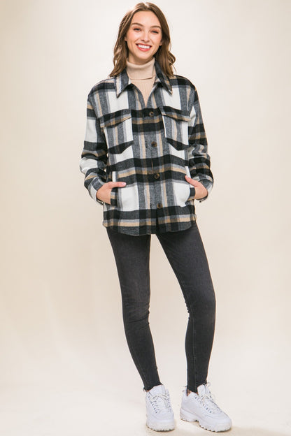 Love Tree Plaid Button Up Shacket-Angel Casuals