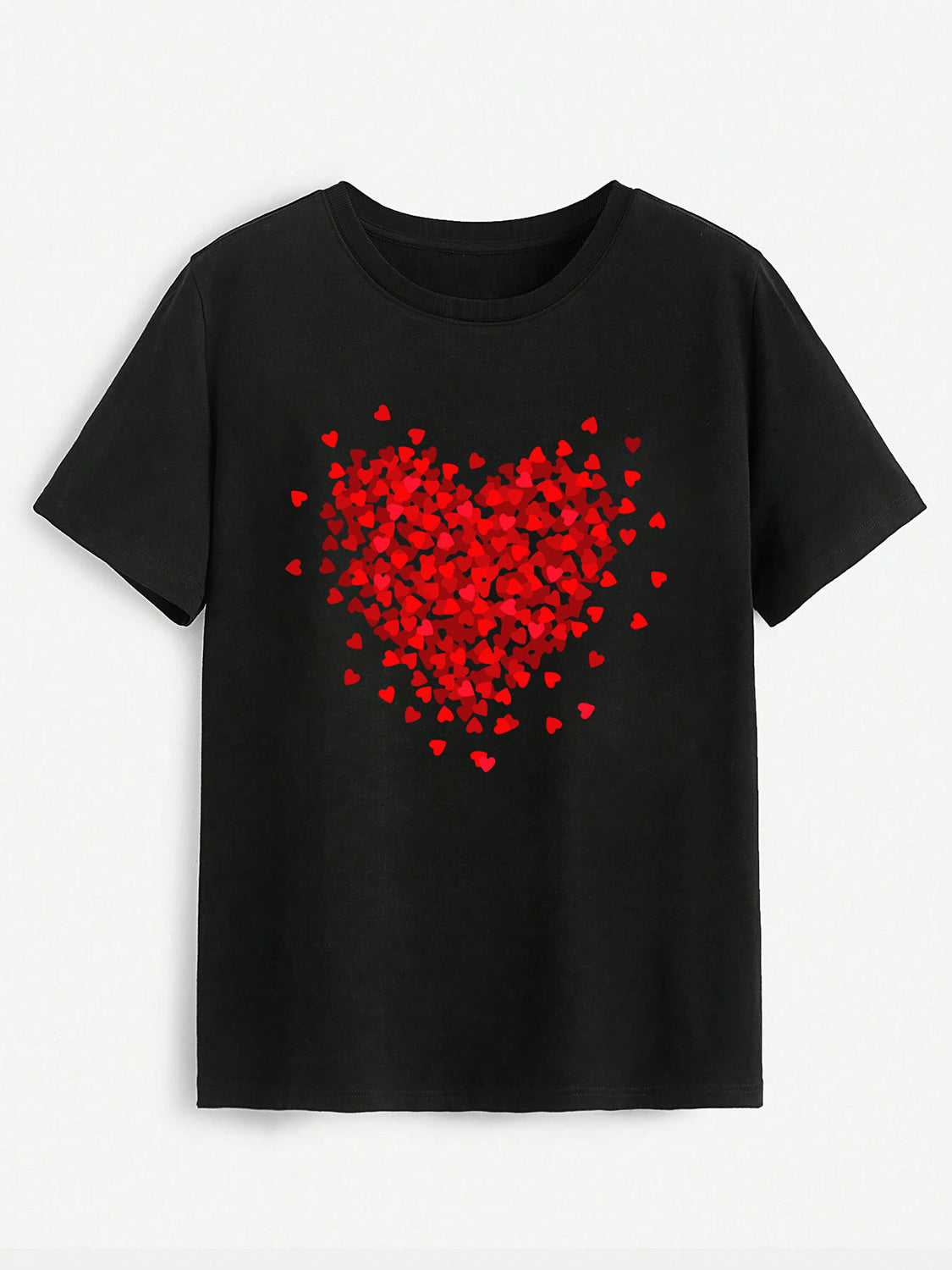 Heart Round Neck Short Sleeve T-Shirt-Angel Casuals