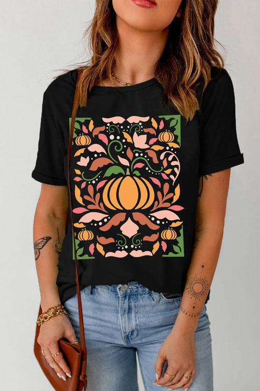 Graphic Round Neck Short Sleeve T-Shirt-Angel Casuals