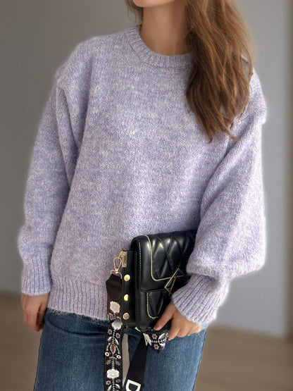 Round Neck Long Sleeve Sweater-Angel Casuals