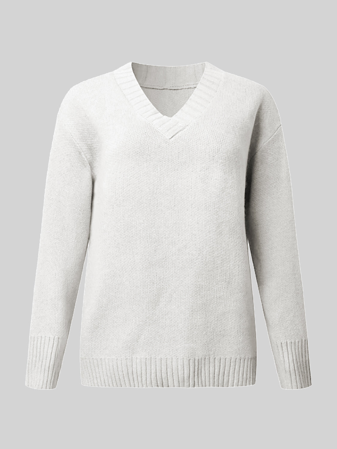 V-Neck Long Sleeve Knit Top-Angel Casuals