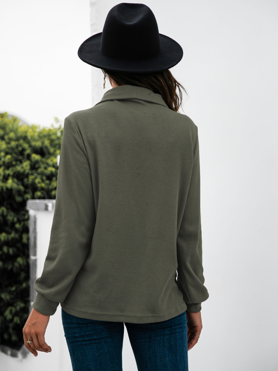 Half Button Long Sleeve T-Shirt-Angel Casuals