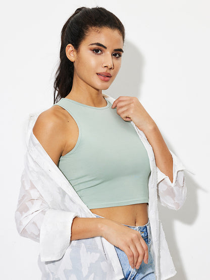 Round Neck Cropped Tank-Angel Casuals