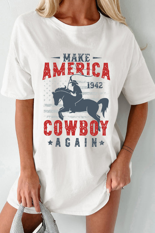 Cowboy Graphic Round Neck Half Sleeve T-Shirt-Angel Casuals